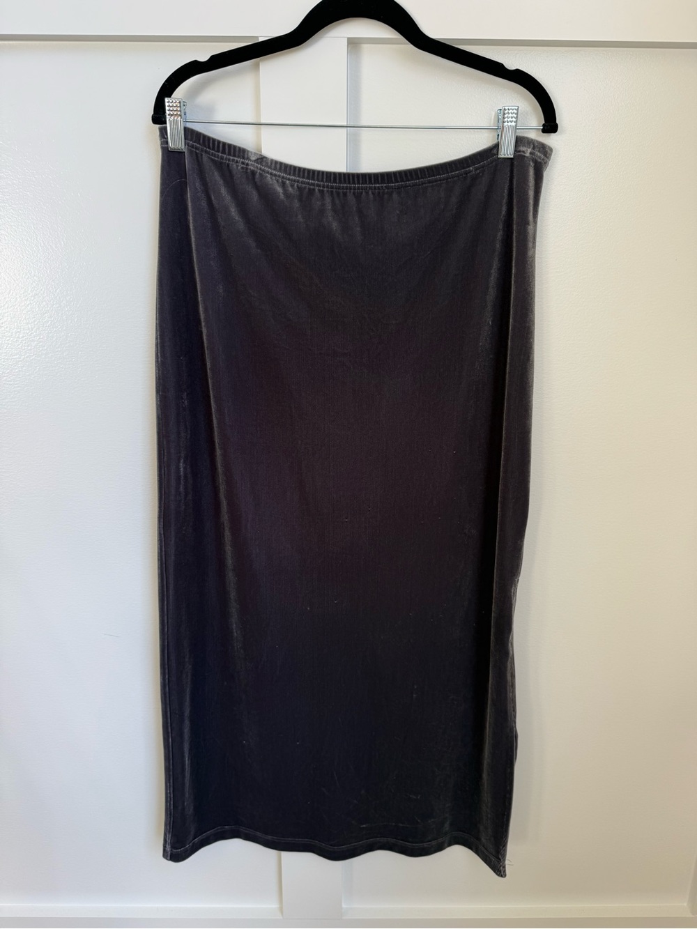 Vintage Katherine Stone Silver Gray Women's Maxi Velour Festive Skirt M